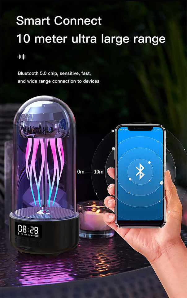 Jellyfish Bluetooth Speaker Lamp With Clock